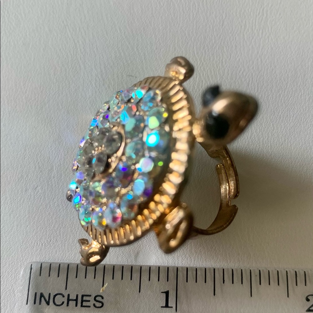 Turtle Ring Ab Crystals Adjustable - image 8